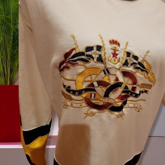 NEEDLE & Threads Women's M Sweatshirt Nautical Knit Top Long Sleeve Cruise T21 - Picture 5 of 5